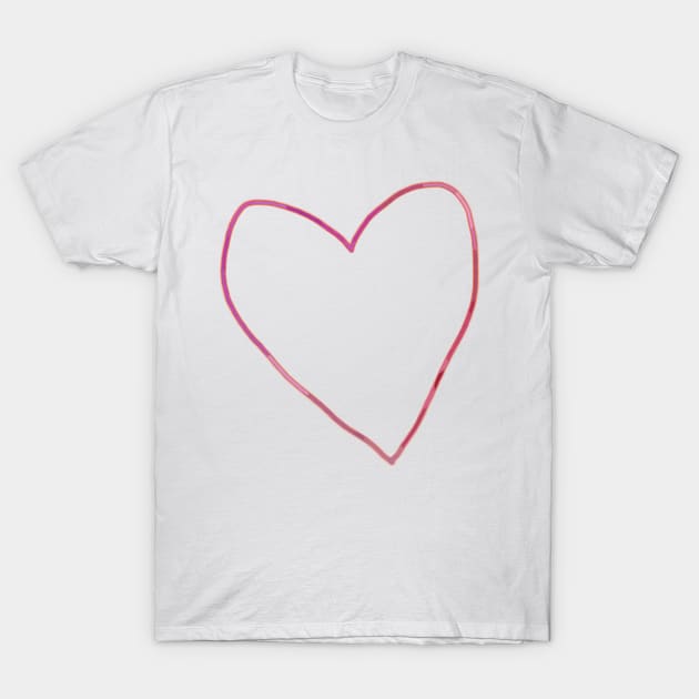 Pink Heart Outline T-Shirt by ellenhenryart